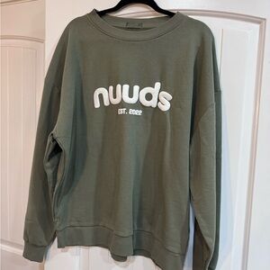nuuds Olive Green Pullover with Raised White Logo